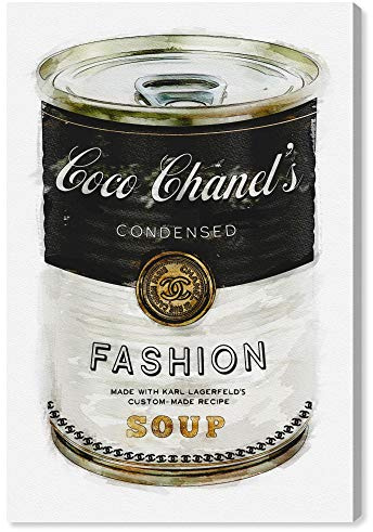 The Oliver Gal Artist Co. Fashion and Glam Contemporary Canvas Art - Fashion Soup, Wall Art for Living Room, Bedroom, and Bathroom, 10 in x 15, Black and Gold Home Decor