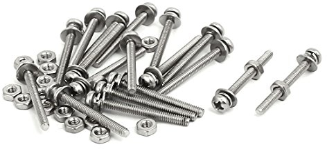 sourcing map M2x20mm vis tête cruciforme écrou vis avec Rondelle Acier inox 304 18 Set