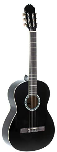 GEWA Guitarra de Concierto Basic Plus, Guitarra Clásica, Tapa de Abeto, Cuerpo de Tilo, 4/4, negro