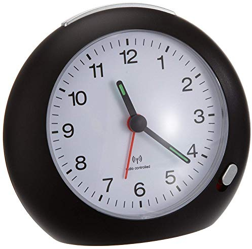 TFA Dostmann 98.1037 analoger Funkwecker (schwarz mit Batterie)