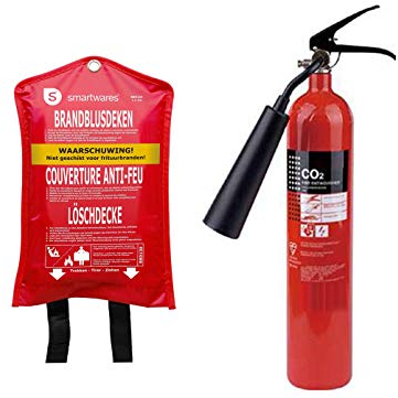 Pratico estintore a CO2, 2 kg, classe di incendio B, senza lasciare residui e coperta estinta, 100 x 100 cm, protezione antincendio