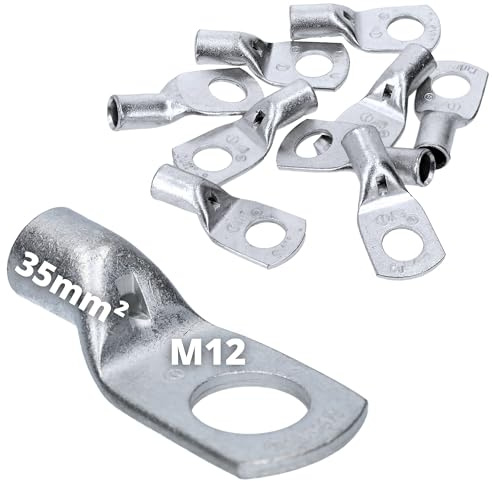 Cembre 10x A7-M12 Capicorda 35 mm² M12 in Rame Stagnato Non Isolati | Terminali tubolari a compressione per cavi elettrici. Ideali per installazioni sicure in auto, moto e casa.