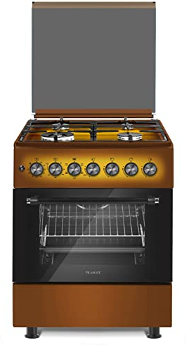CUCINA LAREL 60X60 4 FUOCHI ACC. ELET FORNO A GAS VENTILATO MARRONE GRIGLIE GHISA