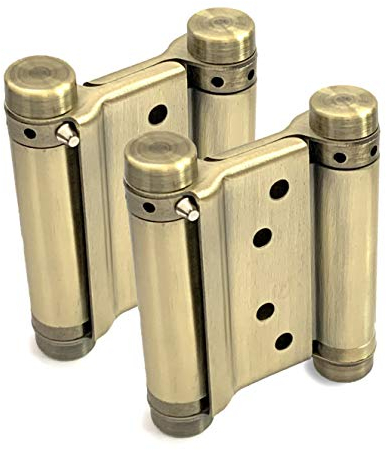 2 cerniere per porte da 78 mm in bronzo antico con viti, cerniera a molla a doppia azione, in acciaio inox, chiusura automatica, 7,6 cm