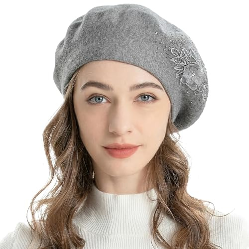 ZLYC Baskenmütze für Damen, französisch, wendbar, Kaschmir, Baskenmütze