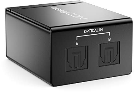 deleyCON Toslink 2x1 Switch SPDIF Audio Manueller Umschalter Verteiler Splitter (2X IN / 1x Out) Optisch TOSLINK - aus Metall