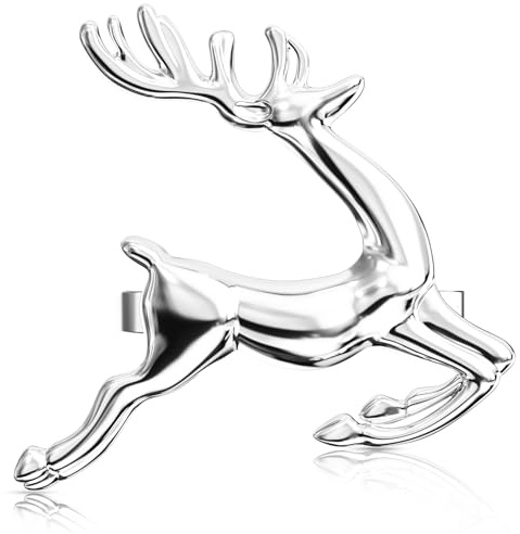 ZeeDix 12 Stück Silber Serviettenringe Weihnachten Hirsch | Serviettenringen für die Festtafel, Weihnachtsdeko, Hochzeit, Feiern, Bankett und Küche