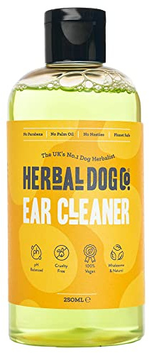Herbal Dog Co Dog Ear Cleaner, 250ml - Ear Cleaning Solution for Dogs & Puppies - Removes Dirt, Stops Itching - All-Natural, Vegan, Made in UK