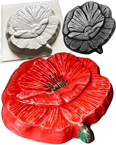 dennycraftmoulds Poppy Plaster Plaque or Garden Stone Mould Casting Craft
