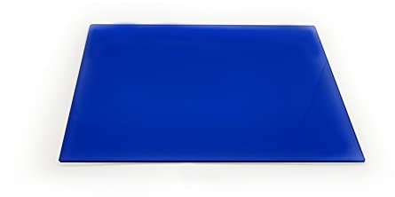 Clear Glass Chopping Board with Royal Blue Print - Size 40cm x 30cm - Non Slip Glass Worktop Savers for Kitchen - Great Worktop Protector for Any Food prep