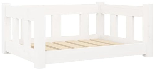 vidaXL Hundebett Weiß 65,5x50,5x28cm Massivholz Kiefer Hundekorb Hundesofa