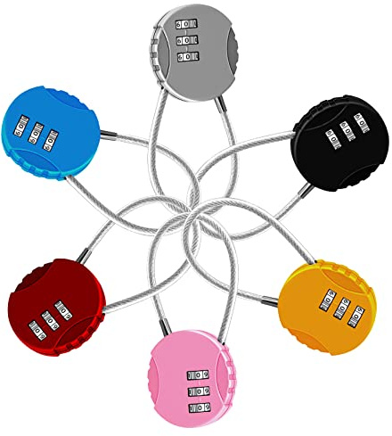 6 Pcs Zahlenschloss Vorhängeschloss Mini Gepäckschloss，9CM Vorhängeschloss 3 Zahlen Passwort，Zahlenschloss Vorhängeschloss Langer Bügel für Tasche Rucksäcke Koffer Spinde Kasten Schule Fitnessstudio