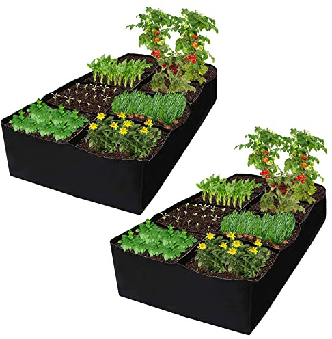 180 * 90 * 30cm Pflanzsack Hochbeet Eckig, 8 Geteilte Pflanzen Taschen Stoff Hochbeet Kartoffel Pflanzsack
