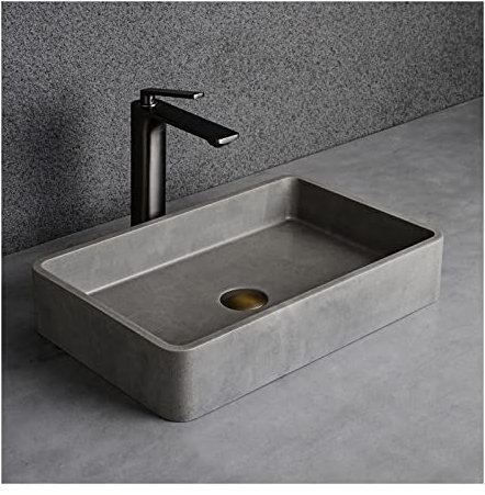 TEmkin Lavandino da Bagno 19,7 x 12,8 Lavandino da Bagno Rettangolare in Cemento sopra Il bancone Lavello da appoggio Opaco per Mobile lavabo Vanity Lavandino da Bagno (Gris) (Gris)