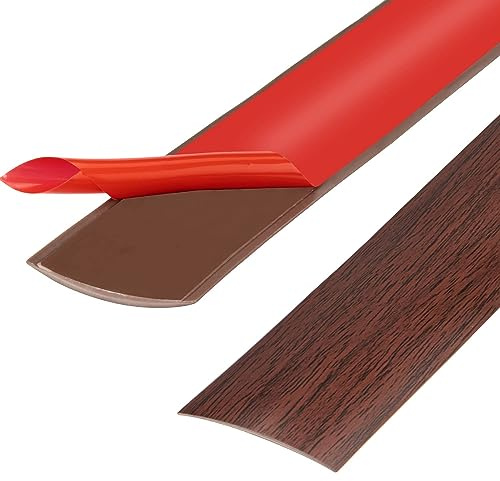 Striscia di soglia in PVC da 400cm, strisce di transizione del pavimento, strisce di rivestimento per pavimenti in laminato (400cm-4cm-Grain d'acajou)
