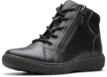 Clarks Collection Women's Caroline Park Ankle Boot, Black Combi Leather, 9.5 Medium US