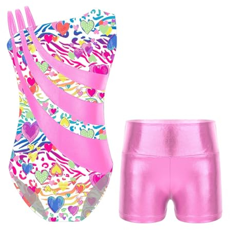 Gymnastik Trikots Ärmelloses bedrucktes Ballett-Tutu for Kinder, Gymnastikanzug, glänzende metallische Tanzbekleidung, Kinder-Gymnastikoverall for Mädchen, Bodysuit für Mädchen ( Color : Zebra , Size