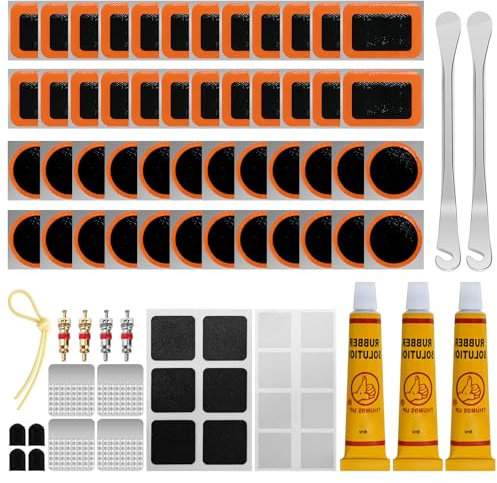 MirraSwit 128Pcs Bike Puncture Repair Kit, Self-Adhesive Puncture Repair Patches, Portable Storage Box, Puncher Repair Kit Bicycle for Mountain/Road Bike or Commuter Bikes