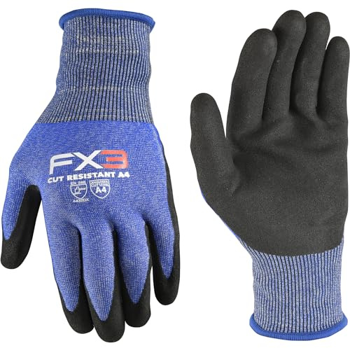 Wells Lamont Men's FX3 ANSI A4 Cut Resistant PU Grip Work Gloves, Large