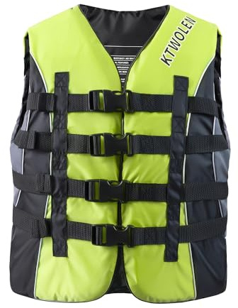 KTWOLEN Gilet Aiuto al Galleggiamento per Adulti Gilet da Pesca Giacca Galleggiante per Vela Surf Canottaggio Pesca Kayak Giubbotto Galleggiante per Sport Acquatici, Giallo, XS