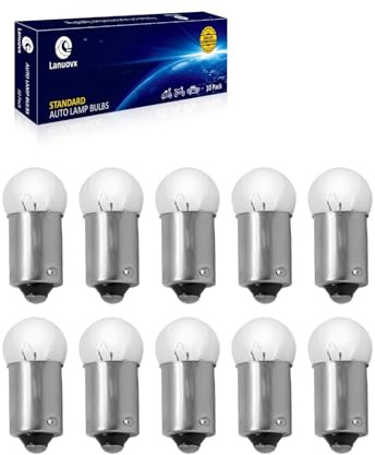 Lanuovx 10 Pack 55 Instrument Cluster Bulbs,7V 2.87W G-4.5 Shape BA9s Base Replacement Dashboard Panel Gauge Indicator Lamp Makeup Mirror Light Bulbs