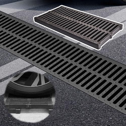 Entwässerungsrinne Kanal-Abflussgitterabdeckung für Den Außenbereich, Quadratisches Auffahrts-Entwässerungsgitter, Hoch Belastbares Außenkanaldeck für Garage/ Gehweg(W-25cm(9.8) x H-4cm(1.6))