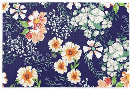 Bellissimo giardino fiorito Petalo floreale Foglie Prato Arancione, Puzzle 1000 pezzi Puzzle in legno Giocattolo Gioco per famiglie Decorazione da parete per adulti Adolescenti