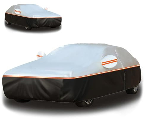 Car Cover Outdoor for Mini Classic 1997-2000, Car Cover Waterproof Breathable Large, Outdoor Full Car Cover, All-Weather Sun Dust Scratch Protection with Zipper(Orange)