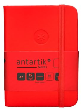 Antartik Quaderno con gomma note copertina rigida A7 fogli lisci rosso 80 fogli 80 fogli 80 gr FSC