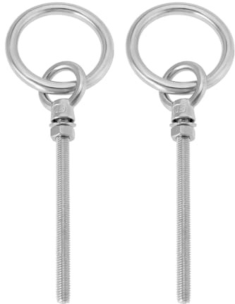EMSea 2PCS Boulons à œil à Tige Longue M8 X 8 X 100 en Acier Inoxydable avec Anneau de 8 Mm pour Bateaux Remorques Et Industries