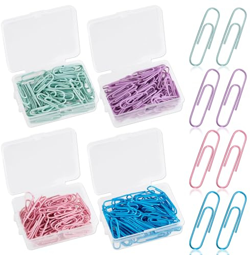 200 Stück Büroklammern Bunt, Büroklammer 28mm, Klein Büromaterial, Metall Büroklammern Motiv, Paper Clips für Schule Bürobedarf in der Box für Sortieren und Befestigen von Dokumenten