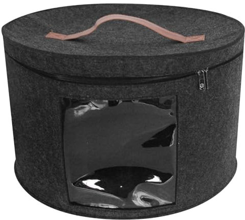 Hut-Organizer, 16,9 x 10,2 Zoll Cowboyhut-Box aus Filz mit transparentem Seitenfenster, faltbare Hutbox mit Reißverschluss für breitkrempige Hüte, Cowboyhüte und Reisehüte, Hutboxen für Damen, Hutbox