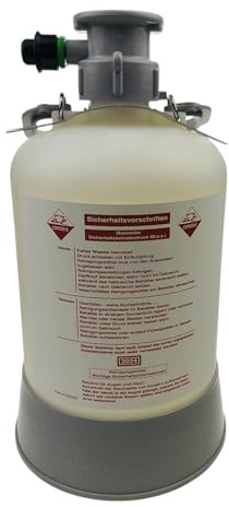 Micro Matic Reinigungsbehälter Reinigungsfass KEG 5 Liter aus Kunststoff zum Bierzapfanlage Bierleitung reinigen für Zapfkopf Typ G Dreikant mit 1 Paar Einweghandschuhen