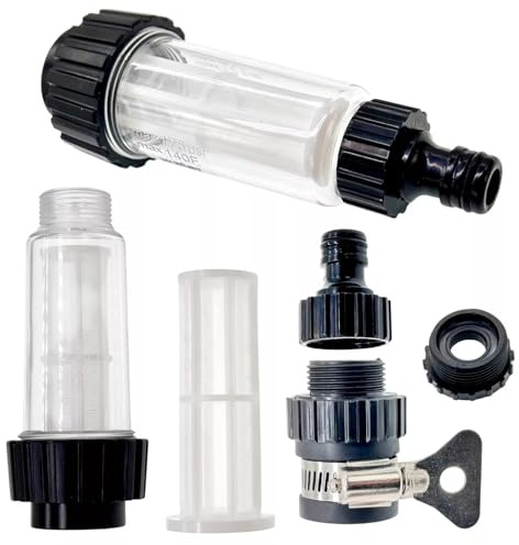 M&M Smartek Wasserfilter-Set Groß 3/4 auf 1/2 Zoll | 117mm ABS/PET-Gehäuse mit austauschbarem 78mm Einsatz, Stecknippel und Reduzierung; belastbar bis 175psi und 60°C im Betrieb.