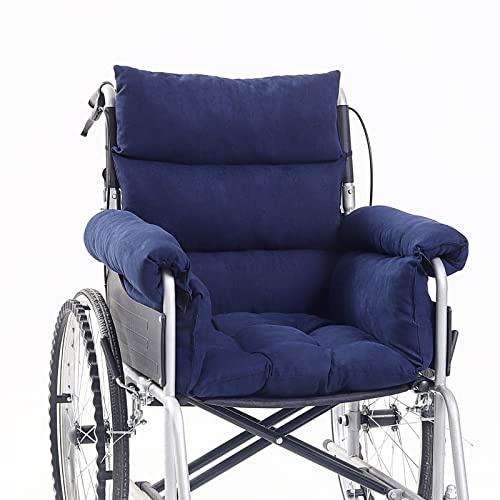 Wheelchair Cushions, Pressure Pain Relief Accessories with Armrest Covers, Supports Coccyx & Back, Non-Slip, Fits 18 Wheelchair with Full Arms (Navy)