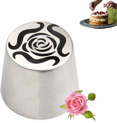 Extra Large Russian Piping Tips, Stainless Steel Rose Floral Piping Nozzles for Cake Decorating Icing, Rose Piping Tips for Cupcakes, Desserts, DIY Flower Nozzle (1pcs)