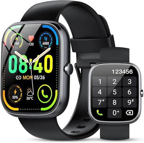 Reloj Inteligente Hombre y Mujer con Llamadas Bluetooth, 1.91''HD Smartwatch Hombre Mujer con Pulsómetro/SpO2/Monitor de Sueño, 115+ Modos Reloj Deportivo, IP68 Impermeable para Android iOS (Negro)