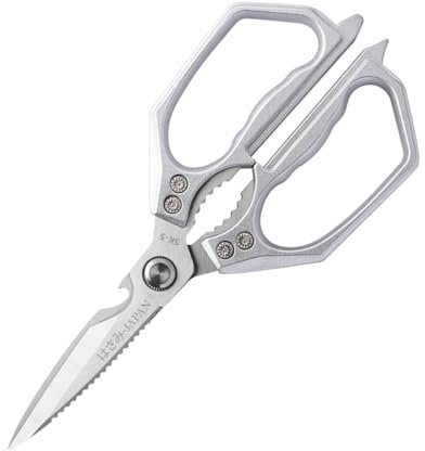 Premium Kitchen Scissors,Heavy-Duty Stainless Steel Kitchen Shears,Multi-Purpose Poultry Shears with Serrated Blade for Cutting Chicken, Meat, Fish,Vegetable, BBQ, Open Jars and Nut Cracker (Silver)