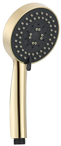 Tecmolog 5 Strahlarten Handbrause Kunststoff Wassersparender Duschkopf Zirkonium Gold für Badezimmer, BS144