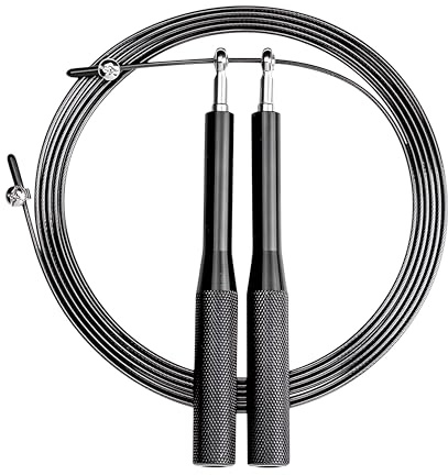Premium Springseil mit Kugellager, Verstellbares Speed Rope mit PVC-beschichtetem Stahlkabel, Rutschfeste Aluminiumgriffe, Fitness & Ausdauertraining