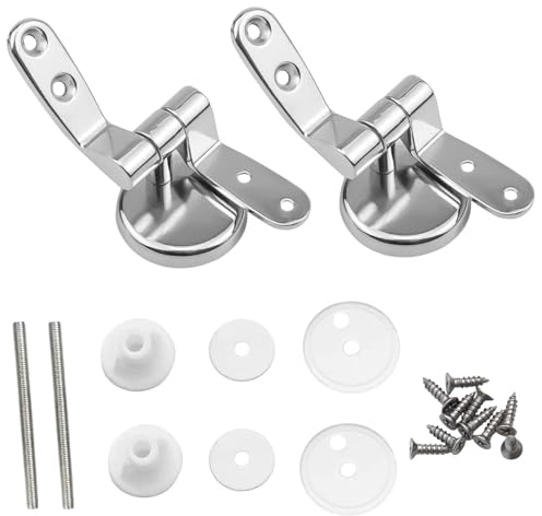18 PCS Set Toilet Seat Fittings, Toilet seat Hinges,Zinc Alloy Toilet Seat Replacement Hinge with Fittings and Repair Parts, for Most Wooden | Resin | MDF Toilet Seat