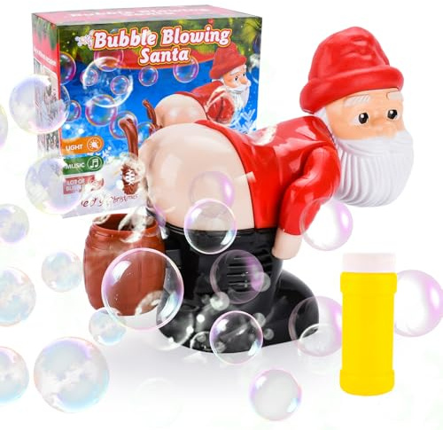 Machine à Bulles Père Noël pour Enfants,Fart Bubble Machine,Machine à Bulles de Savon Père Noël,Jouets à Bulles d'eau entièrement automatiques,Souffleur de Pets éLectrique avec lumière et Musique