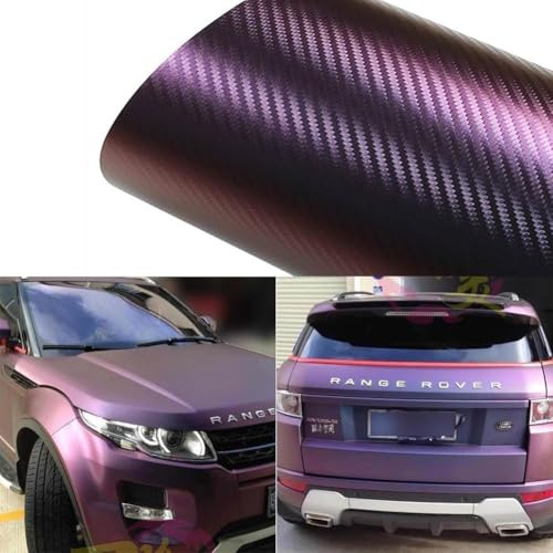 Blueshyhall Carbon Autofolie mit Chamäleon Effekt, Auto Folierung Lila Matt, wasserdichte Autofolie mit Selbstklebende, Autoschutzfolie Vinyl Wrap, Lackschutzfolien Auto Tuning Folie (50x152 cm)