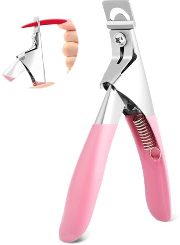 ALIIP Tagliaunghie in Acrilico, Gel Artificiale Manicure Trimmer, Tagliaunghie in Acciaio Inox, Taglia Tip Unghie Professionale, Nail Clippers per Unghie Finte e Unghie in Gel(Rosa)