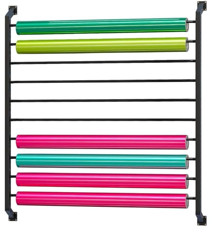 Soporte metálico para vinilo de coche, estante de pared con barra ajustable para colgar, organizador de rollos de tela resistente, expositor comercial para papel tapiz y láminas para ventanas de coche