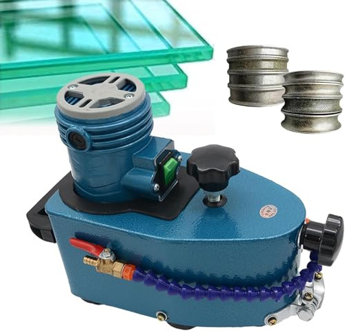 GAYAYAS Canteadora de Vidrio portátil pequeña, rectificadora de Bordes de Vidrio biselados Rectos y Redondos, con 8 Ruedas de Diamante, para plexiglás, acrílico, mármol y cerámica Blue