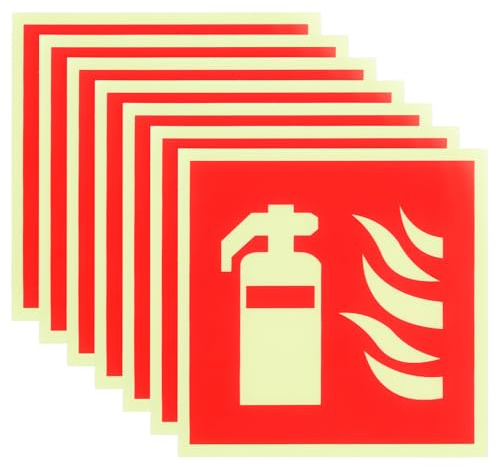 7 Stück Selbstklebend Feuerlöscher Schild Nachleuchtend, 15 x 15 cm Schild Feuerlöscher Aufkleber Sicherheitsmarkierung Hinweisschilder Brandschutzzeichen für Haus Büro Baustelle Krankenhaus Auto