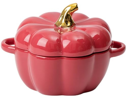 Ceramic Cooking Pot,Saucepans Soup Bowl with Lid and Handle Large Serving Tureen Shape Double Ear Cookware