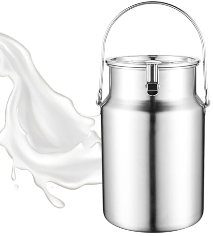 Adima 304 seau à lait portable de grande capacité Acier Inoxydable Hermétique Pot À Lait pour Une Utilisation dans Les Cuisines Rurales Et Domestiques,10L