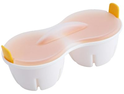 FytStycale Cuociuova per Microonde con Coperchio, Vaporiera per Uova in Camicia, Contenitore Portatile in PP, Accessorio Da Cucina E per La Colazione, Adatto Com, Giallo